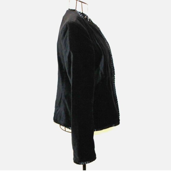 JG Hook Black Velvet Blazer Vintage Jacket with Satin Trim Sz 10 Long Sleeve - Picture 3 of 8